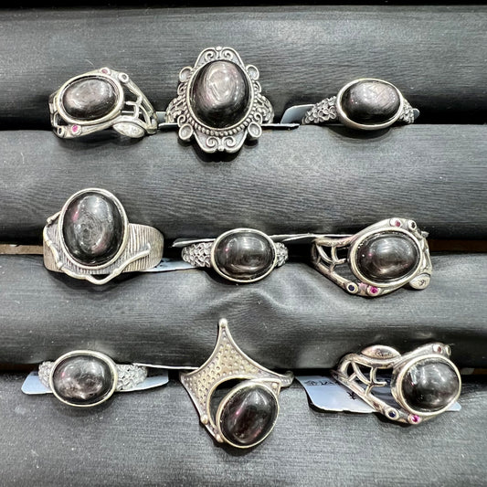 Hypersthene ring silver