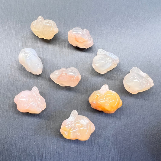 Flower agate bunny bead