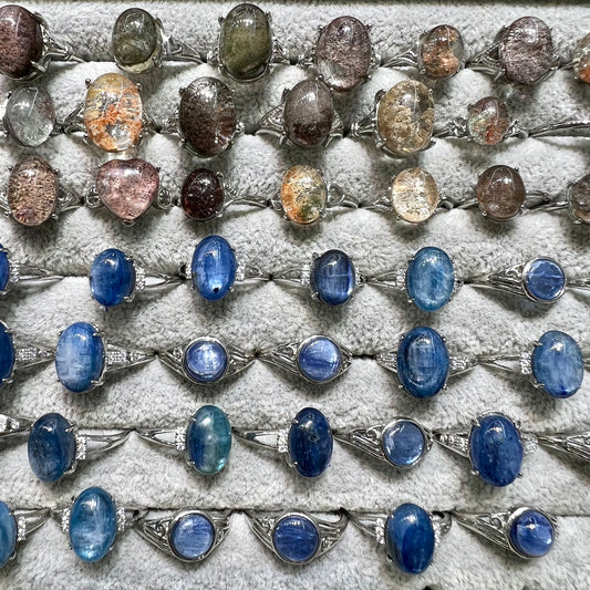 Garden quartz & blue kayanite ring copper