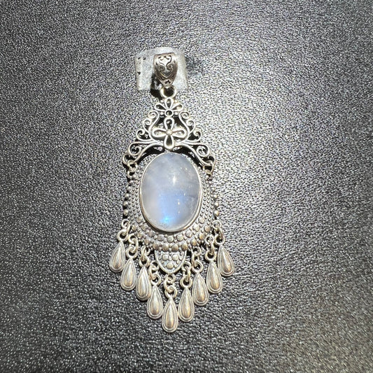 Rainbow moon stone pendant silver 925