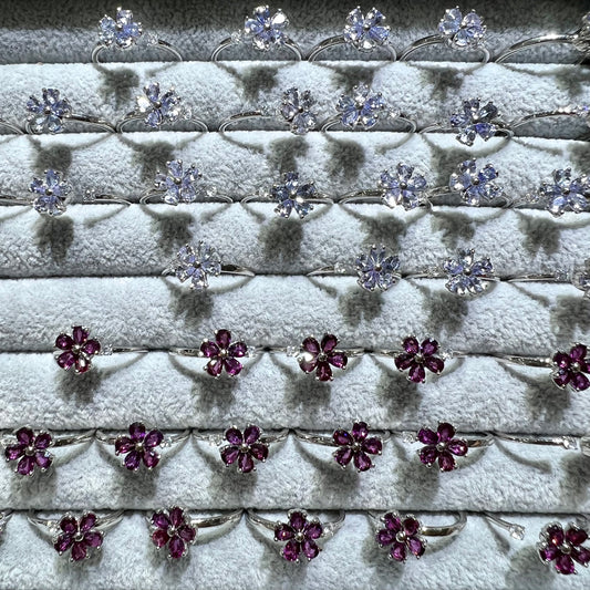 Tanzanite & garnet ring silver