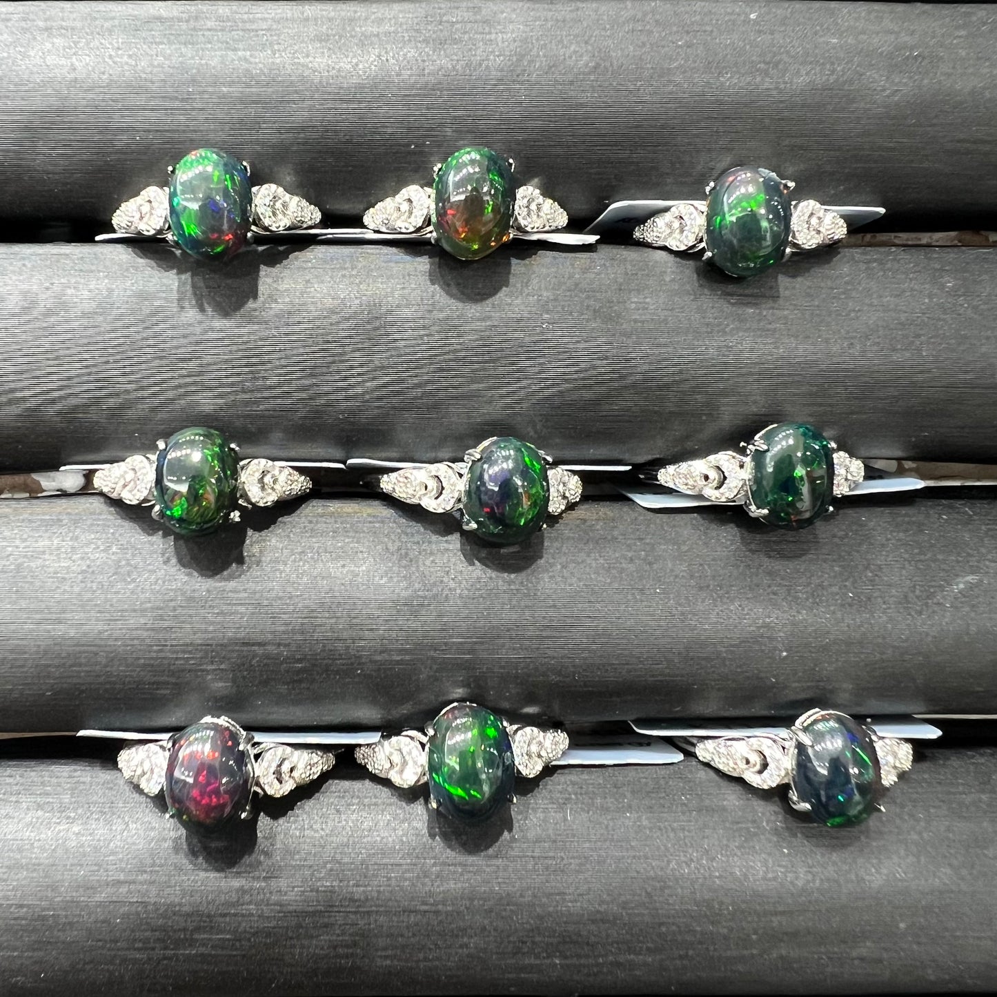 Black opal ring silver 925