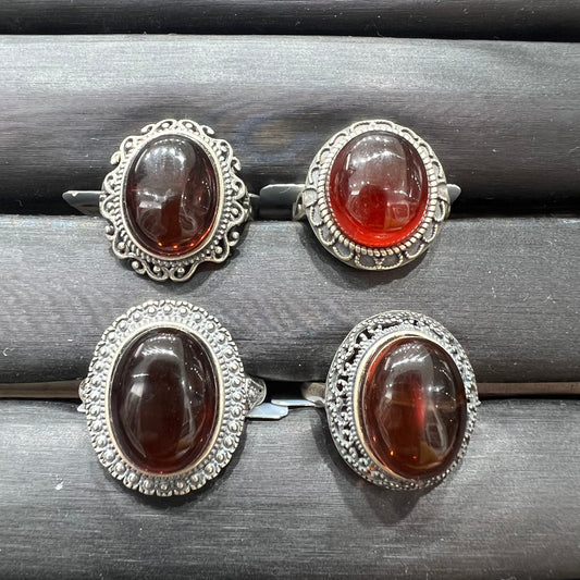 Blood Amber ring silver