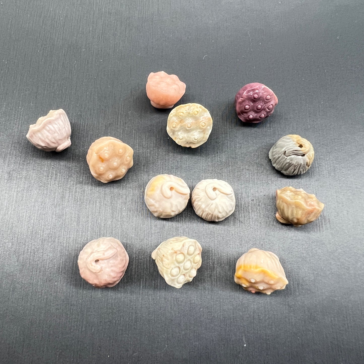 Alashan agate lotus seedpod bead