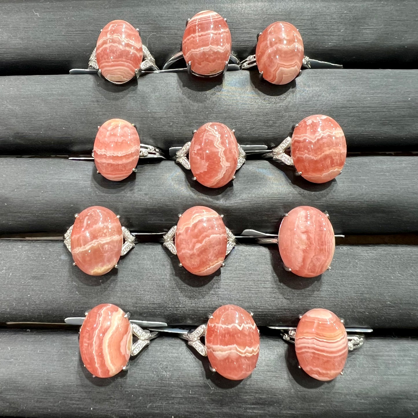 Rhodochrosite ring silver
