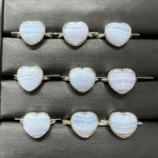 Blue lace agate ring silver