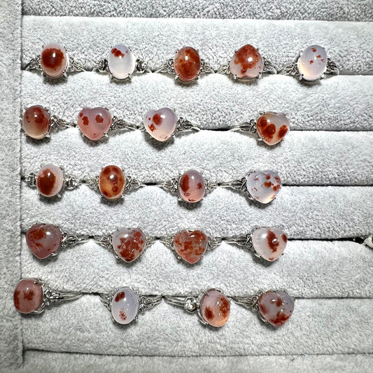 Cinnabar agate ring copper