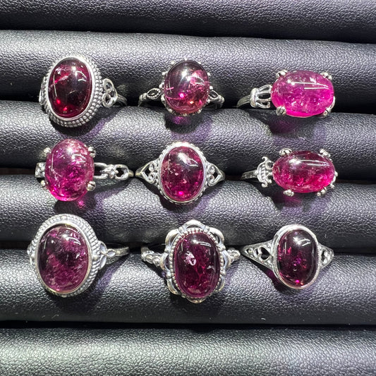 Watermelon Tourmaline silver ring