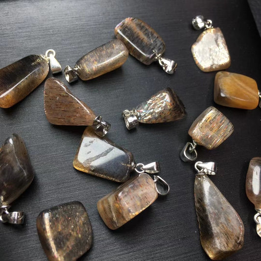 Rainbow skeleton sun stone pendant silver 925