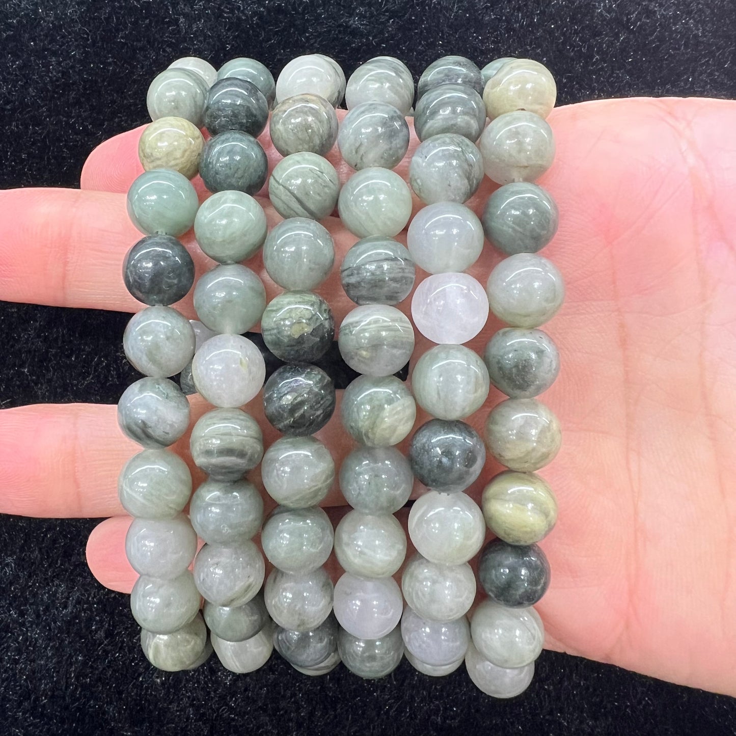 Green rabbit hair bracelet