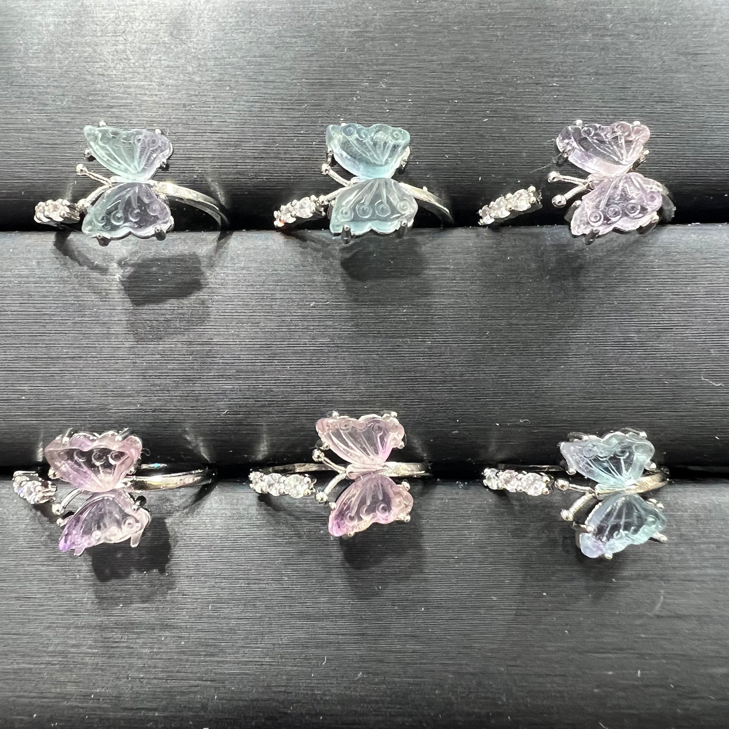 Fluorite butterfly ring copper