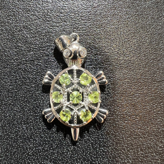 Peridot turtle pendant