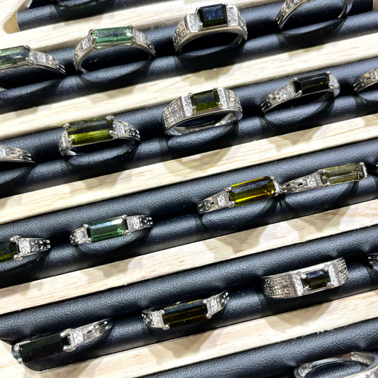 Green Tourmaline ring silver 925