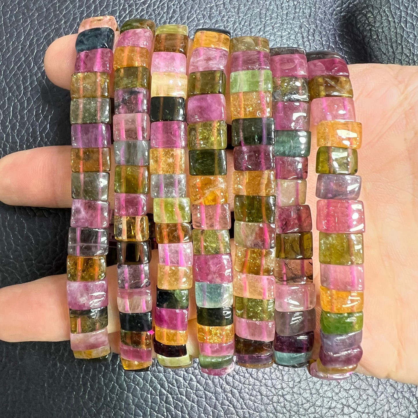 Watermelon tourmaline bangle bracelet