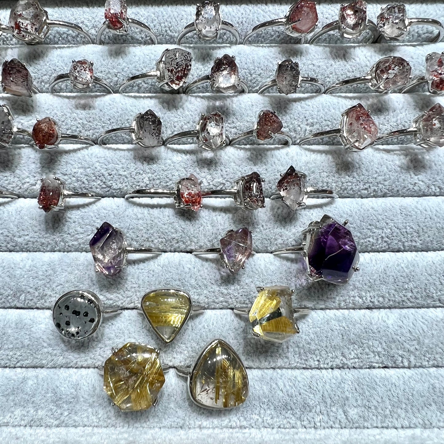 Golden rutile & super seven ring silver