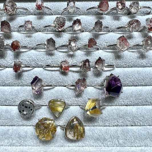 Golden rutile & super seven ring silver