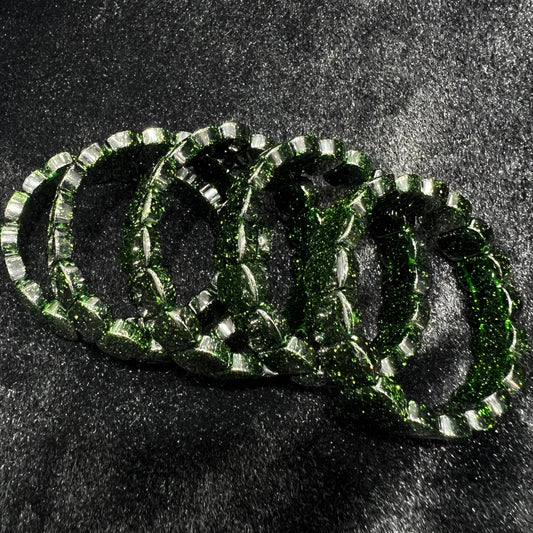 Green sand stone bangle bracelet