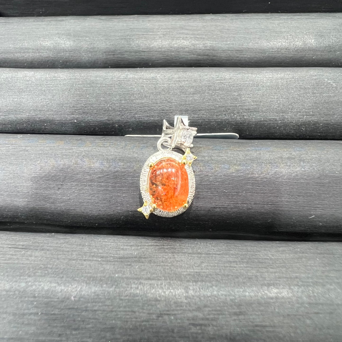 Golden strawberry quartz pendant silver 925