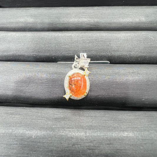 Golden strawberry quartz pendant silver 925