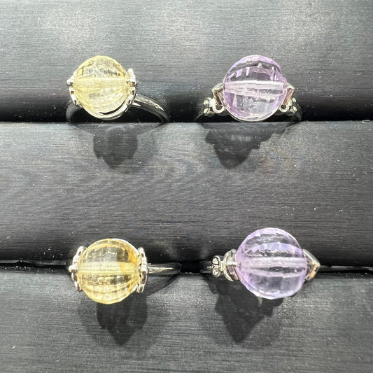 Citrine & amethyst ring copper