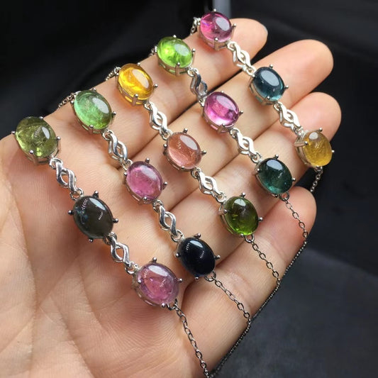 Watermelon tourmaline bracelet silver 925